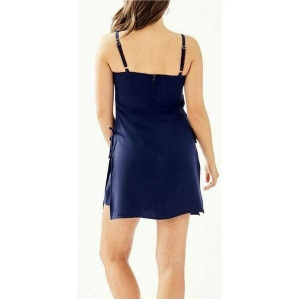 Lilly Pulitzer Sahar True Navy Gold Lace Detail Crepe Shift Dress Romper NEW 00 - Picture 3 of 15